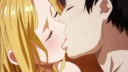 1boy 1girls 2020s 2022 adorable adorable_face blonde_eyebrows blonde_hair blonde_hair_green_eyes blush college college_student green_eyes ima_made_ichiban_yokatta_sex image in_love kissing lip lips long_hair nerd nerdy nerdy_male school shion_(animation_studio) sweat sweaty university vanilla virgin_female virgin_male