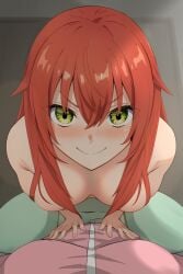 bocchi_the_rock! breasts gotobeido gotou_hitori jacket kita_ikuyo looking_at_viewer looking_pleasured pink pov pov_eye_contact red_hair