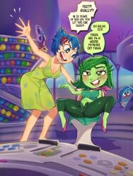 2024 2d 3girls angry annoyed blue_body blue_eyes blue_hair blue_skin dialogue diforland disgust_(inside_out) disgusting female full_color fully_clothed green_body green_hair green_skin high_quality high_resolution highres inside_out inside_out_2 joy_(inside_out) masturbating masturbation masturbation_through_clothing multiple_girls no_penetration sadness_(inside_out) short_hair short_hair_female spread_legs spreading tagme text trio trio_focus yellow_body yellow_skin