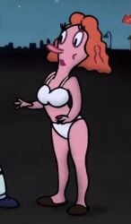 1girls 2004 bra cartoon covering_breasts covering_crotch covering_self disney embarrassed embarrassed_female embarrassed_underwear_female euf mary_lou_helperman mother movie night official_art official_style panties public screencap screenshot teacher's_pet underwear underwear_only