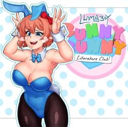 1girls breno_ksp breno_ksp_(llamaboy) bunny_ears bunnysuit doki_doki_literature_club english_text female_focus just_sayori llamaboy sayori_(doki_doki_literature_club) steamy_shack tagme text thunkstudio