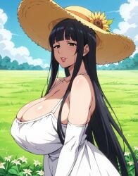 ai_generated breasts breasts_bigger_than_head bunny_ears bunnysuit cleavage collarbone elderly_female female huge_breasts mature_female milf older_female solo ultrahentaisai