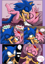 amy_rose anthro areolae barefoot black_nose blue_fur breasts closed_eyes couple dialogue duo english_text feet female green_eyes hairband heart hedgehog kissing male mammal naked nipples nude orgasm penetration pink_fur pink_hair pregnant raianonzika sega sex shocked sideboob sonic_(series) sonic_boom sonic_the_hedgehog speech_bubble straight surprised tail text video_games zerbukii