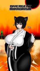 big_breasts confused_face confused_look domain_expansion furry gl1tchp0t_(artist) glitchpot_(gl1tchp0t) haori liquid liquid_floor rule_63 rule_63 tagme teapot_(object) thick_thighs traced wolf_(oc) wolf_ears