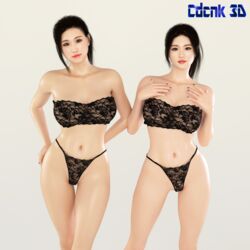 2girls 3d ann_chae_young artist_name bare_shoulders big_breasts black_eyes brown_hair busty cdcnk cleavage curvy duo eyelashes female female_only front_view hourglass_figure human kim_yoo_jhin lingerie lipstick long_hair looking_at_viewer makeup midriff multiple_females multiple_girls nail_polish pose posing red_lipstick shiny shiny_skin simple_background standing thong voluptuous wide_hips