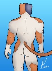 anthro ass calico_cat da1k1ra epic_games feline fortnite male_focus male_only meowscles_(fortnite) muscular nude tail