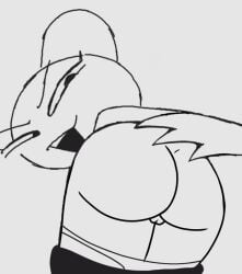 ass ass_focus ass_grab clothed female nutshell_animations peanut_(nutshell_animations) pulled_down_panties pulled_down_pants pussy striped