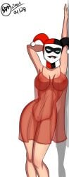 1girls arm_up armpits arms bare_arms bare_legs batman:_the_animated_series batman_(series) bite_lips breasts bunbunmuffinart cleft_of_venus clown clown_girl dc dc_comics dcau female groin harlequin harley_quinn harley_quinn_(classic) jester jester_girl jester_hat knees large_breasts legs lip_bite mask naughty naughty_face naughty_smile nightgown nightie nipples nipples_visible_through_clothing nude nudity pov pussy pussy_visible_through_clothes seducing seducing_viewer seduction seductive seductive_body seductive_eyes seductive_look seductive_mouth seductive_pose seductive_smile shaved_crotch shaved_pussy simple_background teeth the_new_batman_adventures vagina vagina_visible_through_clothing warner_brothers white_background young young_adult young_adult_female younger_female