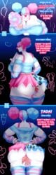 2021 3koma :) anal_vore armband armwear ass balloon big_ass big_breasts big_butt blue_hair breasts cev chubby cleavage clothed clothing clown clown_girl clown_makeup clown_nose comic cotton_candy covered_eyes digital_media_(artwork) edible_scat english_text gloves hair hair_over_eyes huge_ass huge_breasts huge_butt imminent_vore implied_transformation jiggle_the_clown legwear lipstick looking_at_viewer miniskirt nipple_bulge offering offering_to_viewer overweight overweight_female panels pink_hair scat skirt smile stockings text thick thick_ass thick_thighs twintails unusual_scat vore white_skin