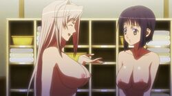 2girls animated animated_gif areolae bounce bouncing_breasts breasts charlotte_hazellink fujikura_yuu large_breasts long_hair multiple_girls nipples nude princess_lover screencap screenshot short_hair