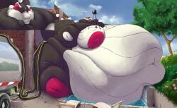 1boy ayax_(ayaxstudio) big_ass big_breasts breasts bubble_butt furry huge_ass huge_breasts inflation lexidragons moobs tagme thick_thighs water_inflation wide_hips