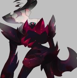 big_penis black_body darkrai green_eyes penis perspective pokémon_(species) pokemon pokemon_(species) red_claws white_hair