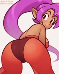 1girls animated animated ass ass_focus backboob big_ass black_eyes blush bottomwear bouncing_ass breasts cameltoe clothing dat_ass female female_only hair huge_ass pointy_ears ponytail purple_hair red_pants shaking_ass shaking_butt shantae shantae_(character) smile solo solo_female topwear tsuvida tubetop twerking