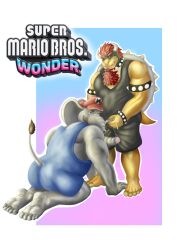 2boys ass ass_focus bara big_butt bowser clothing elephant elephant_mario elephantid gay male/male mario mario_(series) mario_bros._wonder muscle muscle_bottom muscle_top muscles muscular muscular_anthro muscular_male nintendo nintendo_switch super_mario_bros.