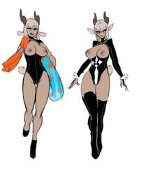 animal_ears female horns nox_(artist) nox_(character)