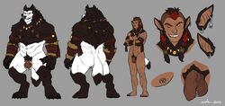 2012 4_toes 5_fingers 5_toes abs animal_humanoid anthro armband balls barefoot biceps big_muscles biped black_claws black_fur black_hair black_nose black_tail braided_hair brown_balls brown_penis brown_skin canine claws crossed_arms digitigrade ear_piercing eyebrows facial_piercing fangs flaccid foreskin fur genital_piercing grey_background grin hair humanoid humanoid_penis jewelry long_foreskin long_hair looking_at_viewer male male_only mammal marrok_(hurst) model_sheet multicolored_fur multicolored_hair multicolored_tail muscles muscular muscular_male necklace nipple_piercing nipples nose_piercing nose_ring nude pecs penis piercing plantigrade pubes red_eyebrows red_hair scrotum scrotum_piercing septum_piercing signature simple_background smile solo standing teeth toe_claws toes twin_braids twintails two_tone_fur two_tone_hair two_tone_tail uncircumcised uncut were werewolf wfa white_fur white_tail wolf_humanoid yellow_eyes