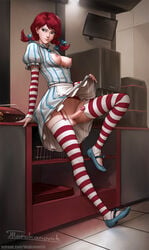 1futa areolae balls bow breasts clothing cum dickgirl dress erection futa_only futanari intersex mary_janes nipples penis red_hair skirt skirt_lift solo tarakanovich testicles thighhighs twintails wendy's wendy_thomas