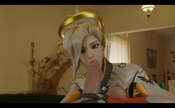 3d animated big_penis blonde_hair blue_eyes deepthroat erection fellatio first_person_view looking_at_viewer male_pov mercy no_sound onusman oral overwatch penis pov straight video