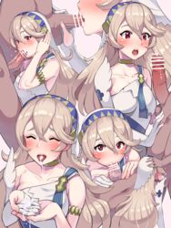 balls blush boris_(noborhys) censored corrin_(female)_(adrift)_(fire_emblem) corrin_(fire_emblem) corrin_(fire_emblem)_(female) cum cum_in_mouth cum_inside elbow_glove elbow_gloves fellatio female fire_emblem fire_emblem_fates glove gloves grey_hair hand_on_another's_head hand_on_head human male male_pov nintendo one_glove oral penis pov red_eyes sex straight white_hair