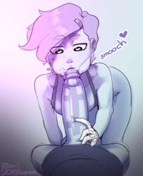 <3_eyes asymmetrical_hair bare_shoulders beauty_mark bikupan cheek_bulge cum cum_in_mouth cum_inside erection fellatio female foreskin gloves hand_on_penis handjob heart-shaped_pupils holding_penis huge_cock just_the_tip larger_female looking_at_penis male male_pov mole_above_mouth monochrome mouthful oral penis penis_awe penis_grab penis_grasp penis_kiss penis_out pov puffed_cheeks retracted_foreskin small_but_hung smaller_male straight text uncircumcised