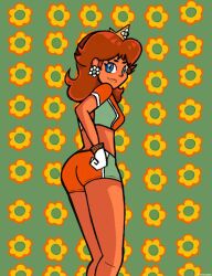 1girls ass daisy's_hot_stuff_(trend) female female_only mario_(series) mario_strikers mario_strikers_princess_daisy_side_view_redraw_(meme) meme nintendo orange_shorts princess_daisy screenshot_redraw super_mario_bros.