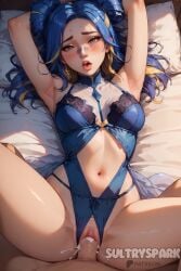 1female 1females 1girls 1woman ai_generated artist_name blue_hair brown_eyes female female female futarush girl lingerie lingerie_only neon_(valorant) panties patreon patreon_username riot_games sultryspark valorant