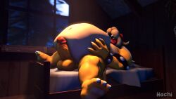 3d abdominal anthro belly big_(disambiguation) bowser bowser_logo bulge erection feet hachi koopa male male/male mario_(series) nintendo reptile scalie solo vore