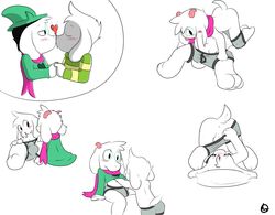 asriel_dreemurr balls boss_monster caprine clothing contimplatininspiratio deltarune eyewear glasses male mammal monster nuzzling penis ralsei uncut undertale undressing video_games yaoi young