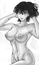 big_breasts breakloth female female_only fubuki_(one-punch_man) hips one-punch_man pussy traditional_media_(artwork)