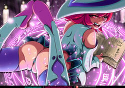 ass between_labia big_ass book cameltoe clothing female female_only hair hat innie_pussy little_witch_academia lying magic_user pink_hair shiny_chariot sirwogdog skirt solo upskirt witch witch_hat