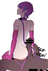 2boys ass buttjob collar femboy gay leash pink_eyes purple_hair sweatdrop tagme throbbing_penis usurper2001