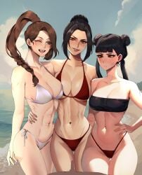 ... 3girls abs avatar_legends avatar_the_last_airbender azula beach bikini cleavage compact_body dark-skinned_male female female/female/female female_focus female_only fire_nation girls laugh laughing mai_(avatar) multiple_females multiple_girls nonbender one_eye_closed outdoors red_bikini red_swimsuit revealing_clothes sea small_penis_humiliation sokka swimsuit ty_lee unamused water_tribe white_bikini white_swimsuit