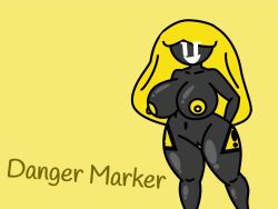 1girls danger_marker find_the_markers grey_skin naked_female yellow_body yellow_hair