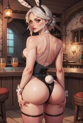 ai_generated ass bunnysuit ciri clothing decademix female light-skinned_female looking_at_viewer scar solo stockings the_witcher_(series) the_witcher_3:_wild_hunt white_hair