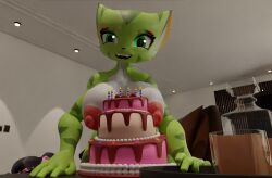 anthro birthday birthday_cake birthday_gift carol_tea feline female female_protagonist freedom_planet freedom_planet_2 looking_at_viewer nude nude_female sahanovazamat video_games wildcat