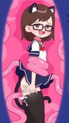 1girls 9:16 animated annue brown_eyes brown_hair cat_ears cat_tail collar female glasses in_locker locker locker_sex mp4 school_uniform sex_in_locker shorter_than_30_seconds sound stockings tagme tentacle tentacle_locker tentacle_sex vertical_video video