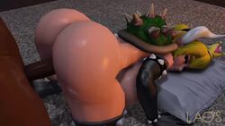 3d animated ass bouncing_ass bowsette breasts cleavage dark-skinned_male dark_skin dat_ass erection female from_behind interracial laosduude large_breasts male mario_(series) new_super_mario_bros._u_deluxe nintendo no_sound penis sex source_filmmaker straight video