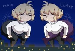 1girls arcueid_brunestud ass ass_clapping big_ass bigger_female blonde_hair bouncing_ass building chibi city clapping_cheeks clothing dat_ass dual_persona fat_ass female female_only giantess huge_ass hyper hyper_ass imstupid13 large_ass macro macrophilia massive_ass melty_blood motion_lines pantylines png red_arcueid shortstack skirt solo sweater taller_girl thick_ass thick_thighs tsukihime twerking twins type-moon vampire vampire_girl wide_hips