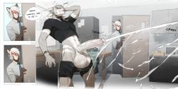 absurd_res aedric_(notglacier) anthro balls big_balls big_penis bodily_fluids caught clenched_teeth closed_eyes clothed clothing cum dragon ejaculation erection excessive_cum excessive_genital_fluids genital_fluids genitals grey_body grey_hair grey_scales hair hands-free handsfree_ejaculation hi_res horn huge_balls huge_cock hyper hyper_balls hyper_genitalia hyper_penis inside male male_only muscular muscular_anthro mythological_creature mythological_scalie mythology necktie notglacier partially_clothed penis pent_up scales scalie shirt solo_focus sweat t-shirt teeth topwear underwear underwear_down unprofessional_behavior