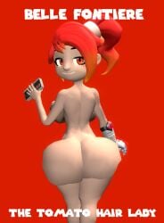 3d 3d_(artwork) belle_fontiere big_ass big_breasts big_butt game_controller kaibernation looking_at_viewer magazine magazine_cover meta_runner naked_female red_background smg4 text