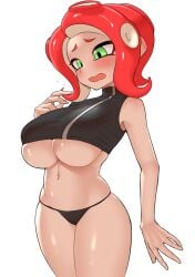 1girls agent_8_(splatoon) breasts female green_eyes large_breasts light-skinned_female light_skin long_hair nintendo nobunagapero octoling octoling_girl panties red_hair splatoon splatoon_(series) splatoon_2 splatoon_2:_octo_expansion thick_thighs underboob wide_hips