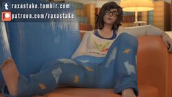 3d alternate_costume animated big_breasts clothed_masturbation clothing female female_only glasses hands_down_pants hands_in_pants large_breasts loop masturbating_under_clothes masturbation mei_(overwatch) overwatch pajamei raxastake short_video solo sound spread_legs video