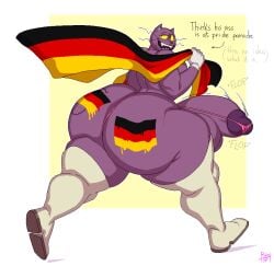 1boy big_ass big_ass_(male) big_butt big_dick big_penis bobthetanuki bottom_heavy bottom_heavy_male extrasizedbob fear_and_hunger gay german_flag germany hands_on_hips huge_ass huge_butt huge_cock male male_only penis pocketcat_(fear_and_hunger) purple_body purple_skin running solo solo_male thigh_high_boots thong wide_hips