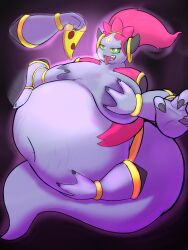 2024 absurd_res ambiguous_gender belly big_belly bloated breasts covering covering_breasts deep_navel food generation_6_pokemon hi_res hoopa huge_belly huge_filesize humanoid legendary_pokemon mcerror multi_arm multi_limb navel nintendo not_furry overweight pokemon pokemon_(species) purple_body solo stretch_marks superabsurd_res