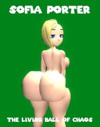 3d bending_over big_ass big_breasts big_butt dark_green_background kaibernation looking_at_viewer magazine magazine_cover meta_runner naked_female smg4 sofia_porter