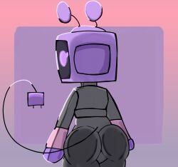 animation_meme_community ass ass_focus ass_on_glass female_robot fercholito ibispaintx looking_at_viewer looking_back mariah_arts robot robot_girl sam_(mariah_arts) tv tv_head