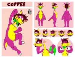 anthro bandana berriesandcoffee big_breasts blush breasts coffee(character) decapitation detachable detachable_eyes detachable_head dragon enucleation eyeball female headless model_sheet scalie solo