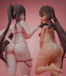 2girls 3d ass barefoot big_ass big_breasts big_thighs bikini breasts cum cum_on_ass cum_on_back cum_on_thighs dkclaude3d female genshin_impact honkai:_star_rail hu_tao_(genshin_impact) huge_ass huge_thighs large_ass large_thighs sparkle_(honkai:_star_rail) thick_thighs thighs voluptuous