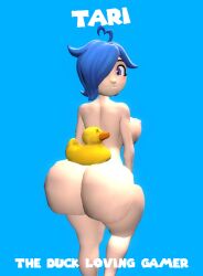 3d 3d_(artwork) big_ass big_breasts big_butt blue_background kaibernation magazine magazine_cover meta_runner naked_female object_on_ass rubber_duck smg4 tari_(smg4)