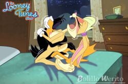 absurd_res bed bedroom_sex bolillo_werito closed_eyes daffy_duck duo face_between_breasts female furniture hi_res lola_bunny looking_pleasured looney_tunes male male/female on_bed open_mouth sex the_looney_tunes_show warner_brothers